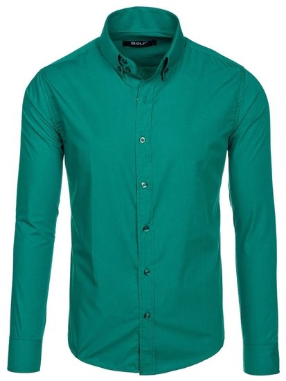 Camicia elegante a manica lunga da uomo verde Bolf 5821-1