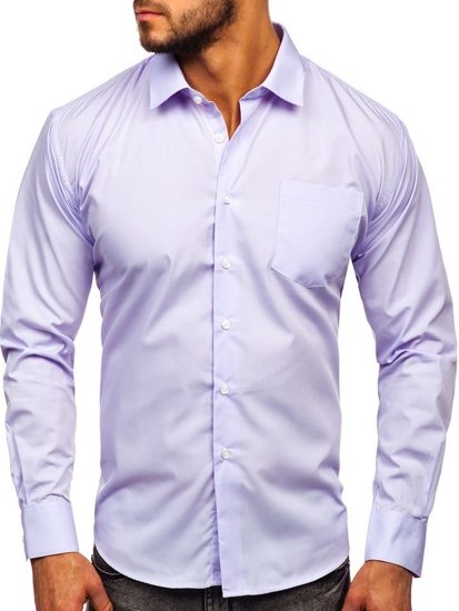 Camicia elegante a manica lunga da uomo viola chiara Bolf 0003