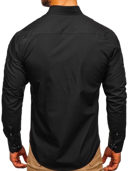 Camicia elegante a maniche lunghe da uomo nera Bolf 5722