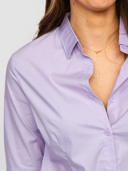 Camicia liscia con maniche lunghe da donna viola Bolf HH039
