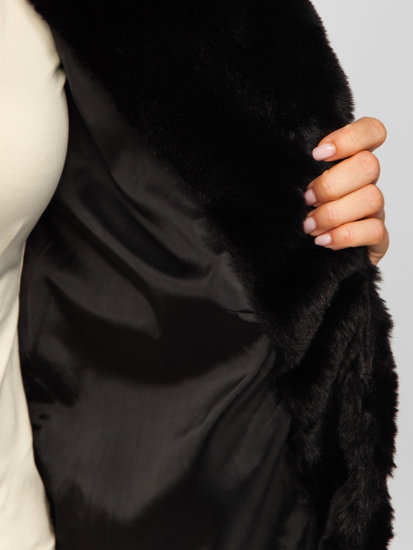 Cappotto in finto montone da donna nero Bolf 21131