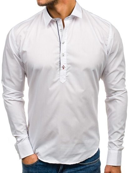 Elegante camicia a manica lunga da uomo bianca Bolf 5791