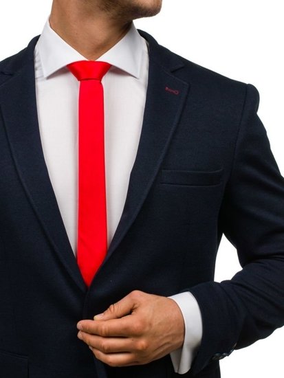 Elegante cravatta stretta da uomo rossa Bolf K001