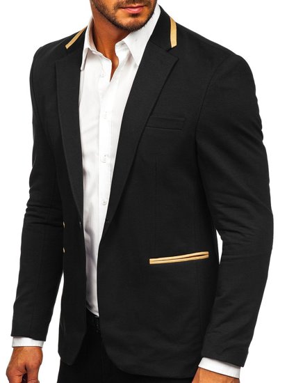 Elegante giacca d'abito da uomo nera Bolf 9400