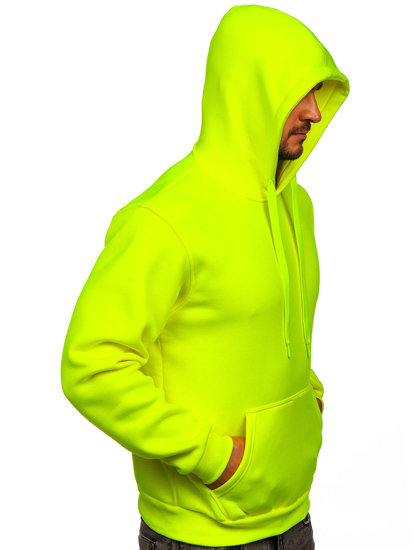 Felpa con cappuccio a canguro da uomo giallo-fluorescente Bolf 1004