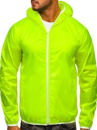Giacca a vento di mezza stagione con cappuccio da uomo giallo-fluorescente BOLF 5060