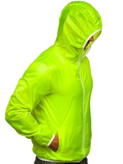 Giacca a vento di mezza stagione con cappuccio da uomo giallo-fluorescente BOLF 5060