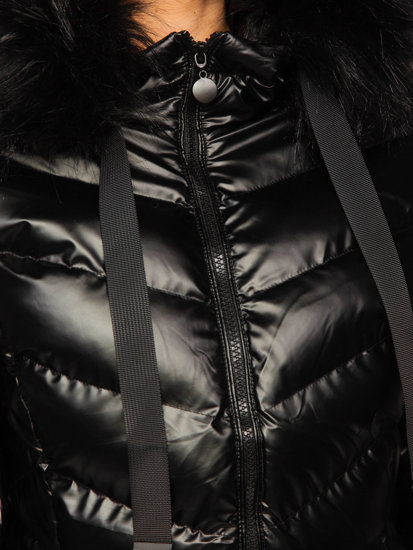 Giacca trapuntata invernale con cappuccio da donna nero Bolf 5M773