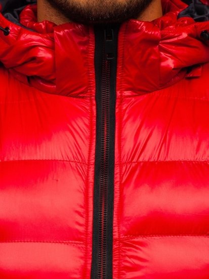 Gilet trapuntato con cappuccio da uomo rosso Bolf 6506
