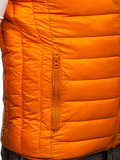 Gilet trapuntato da uomo con cappuccio in colore arancione Bolf LY36