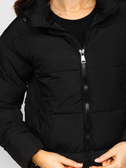 Giubbotto invernale trapuntato con cappuccio da donna nero Bolf 16M9080