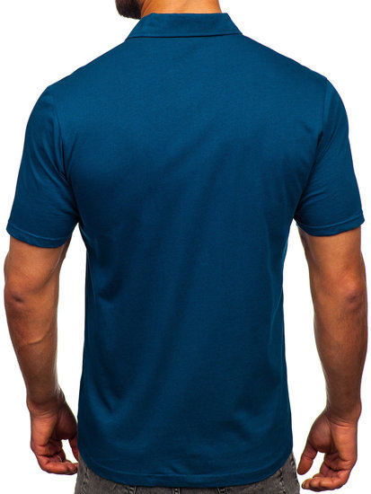 Maglietta polo in cotone da uomo azzurro scura Bolf 143006