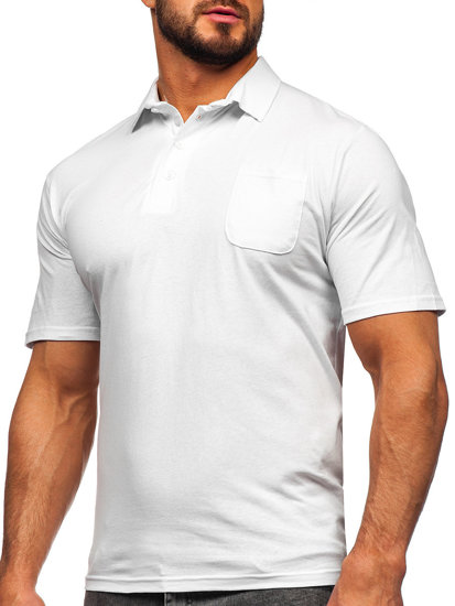 Maglietta polo in cotone da uomo bianca Bolf 143006