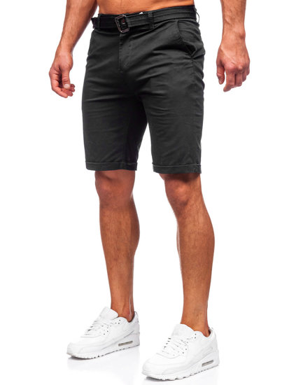Pantaloncini corti con cintura da uomo neri Bolf XX160085
