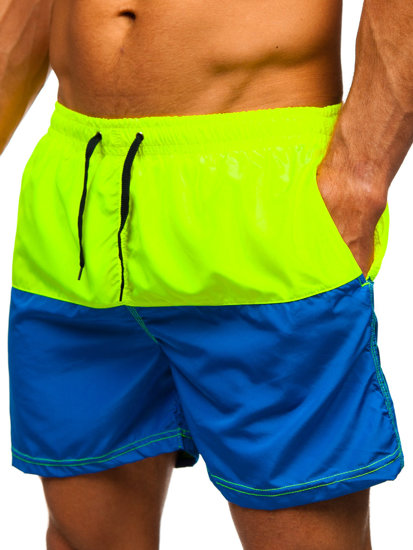 Pantaloncini corti da bagno da uomo giallo-azzurri Bolf HM057