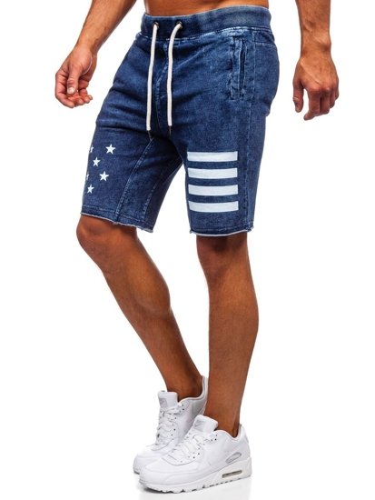 Pantaloncini corti di jeans da uomo blu Bolf EX02