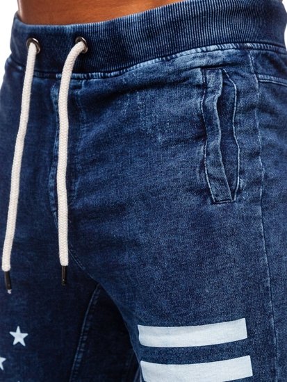 Pantaloncini corti di jeans da uomo blu Bolf EX02