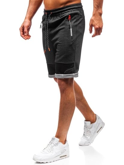 Pantaloncini corti di tuta da uomo nero-arancioni Bolf Q3877