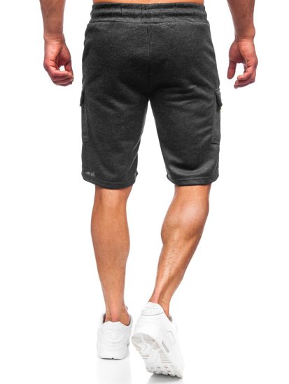 Pantaloncini corti di tuta tipo cargo da uomo neri Bolf JX167