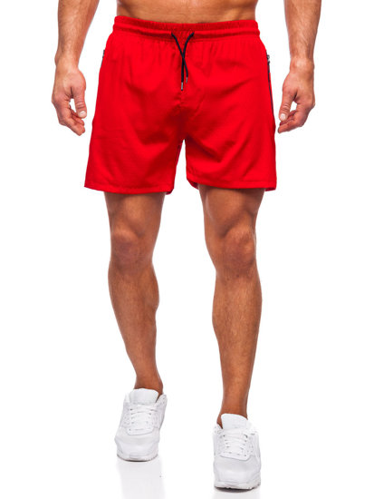 Pantaloncini da bagno da uomo rossi Bolf 7711