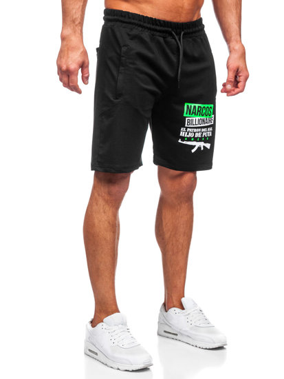 Pantaloncini di tuta da uomo nero-verdi Bolf GS2524