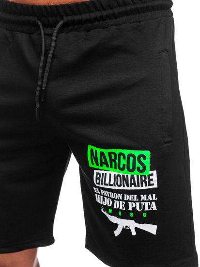 Pantaloncini di tuta da uomo nero-verdi Bolf GS2524