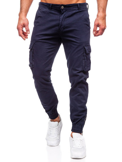 Pantaloni cargo jogger in jeans da uomo blu Bolf Z808