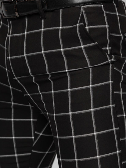 Pantaloni chino in tessuto a quadri da uomo neri Bolf 0046
