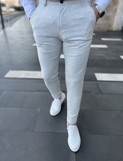 Pantaloni chino in tessuto da uomo grigi Bolf 0041