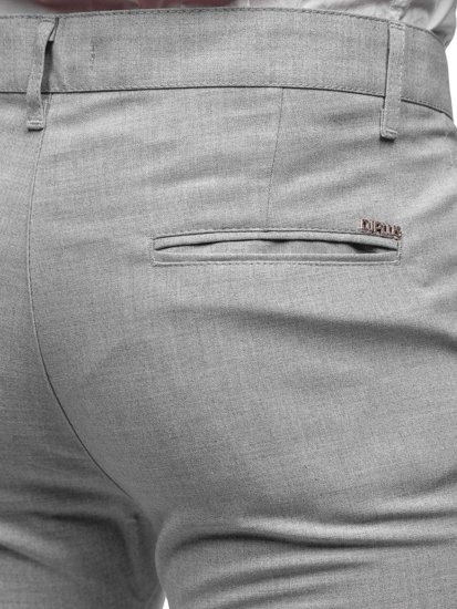 Pantaloni chino in tessuto da uomo grigio chiari Bolf 0016