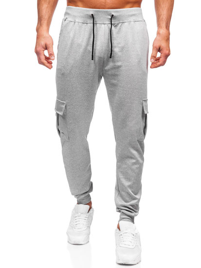 Pantaloni da tuta jogger cargo da uomo grigio Bolf 8K1130
