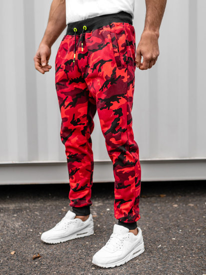 Pantaloni di tuta da uomo mimetico-rossi Bolf KZ15A