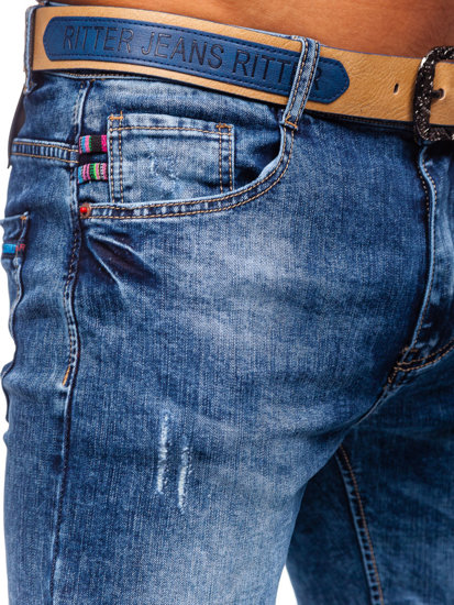 Pantaloni in jeans skinny fit con cintura da uomo blu Bolf R85082S0