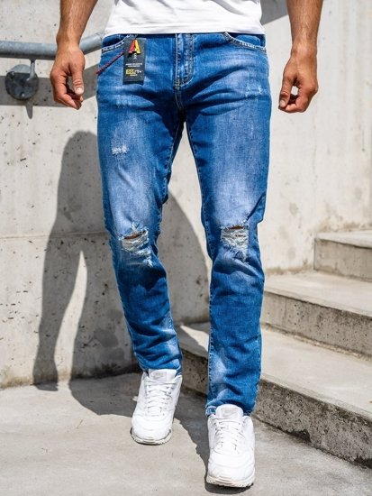 Pantaloni in jeans slim fit da uomo blu Bolf 85005S0