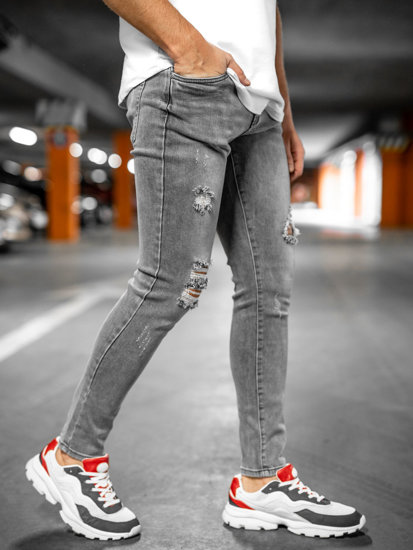Pantaloni in jeans slim fit da uomo grigi Bolf KX759-CA