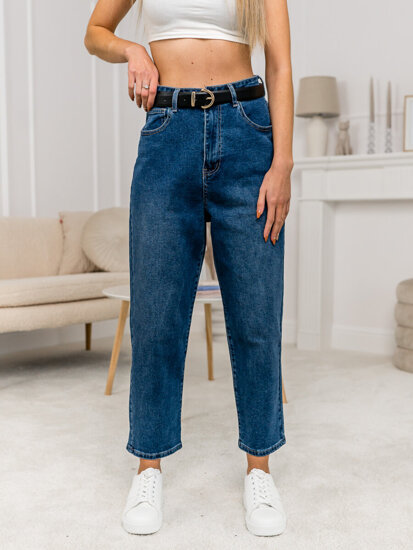 Pantaloni in jeans slouchy da donna blu Bolf FL1956