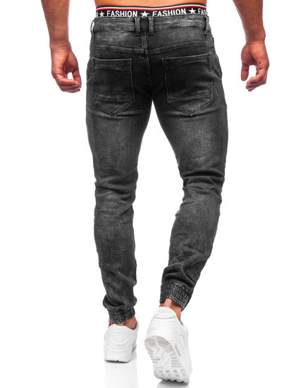 Pantaloni in jeans tipo jogger da uomo neri Bolf TF080
