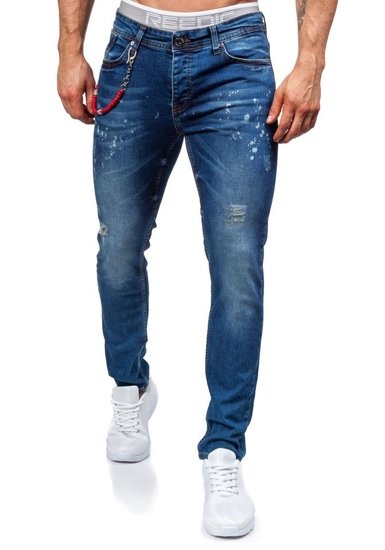 Pantaloni in jeans tipo slim fit da uomo blu Bolf 303