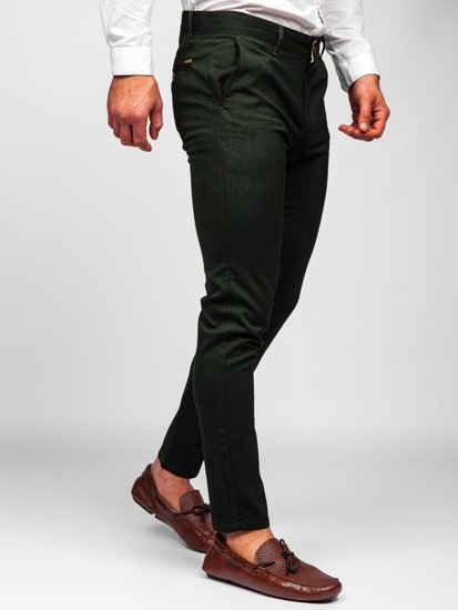 Pantaloni in tessuto tipo chino da uomo verdi Bolf 0015