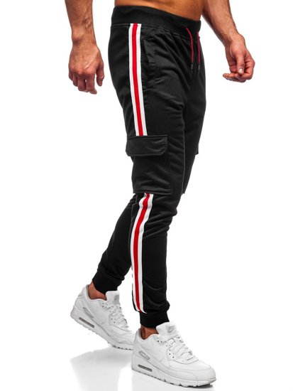 Pantaloni jogger di tuta tipo cargo da uomo neri Bolf YLB88018