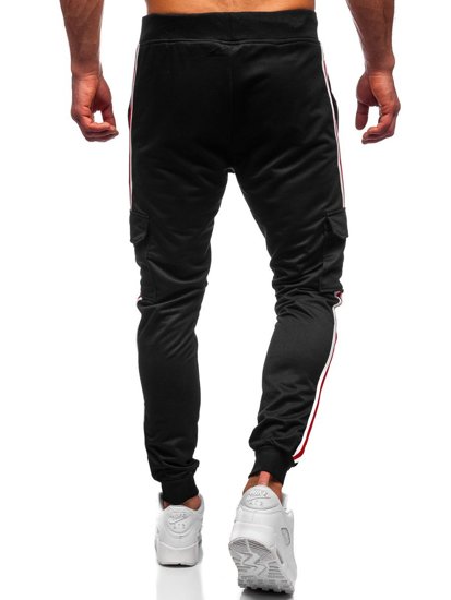 Pantaloni jogger di tuta tipo cargo da uomo neri Bolf YLB88018