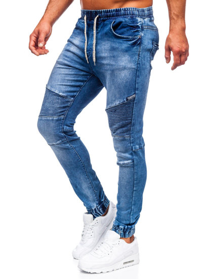 Pantaloni jogger in jeans da uomo blu Bolf 51011S0