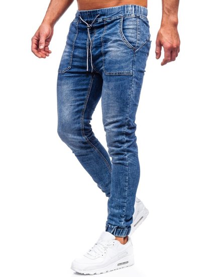 Pantaloni jogger in jeans da uomo blu Bolf KA1860