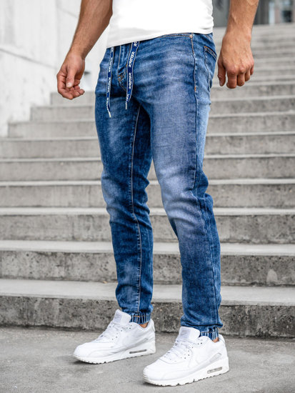 Pantaloni jogger in jeans da uomo blu Bolf R51105W1