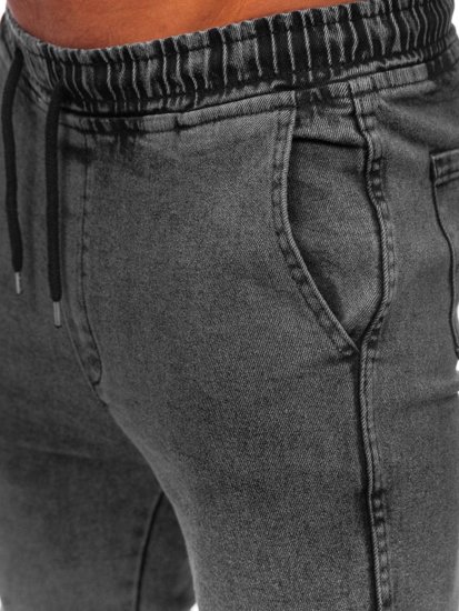 Pantaloni jogger in jeans da uomo neri Bolf 0026