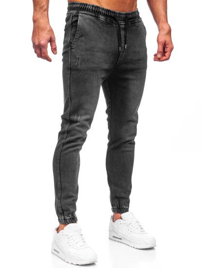 Pantaloni jogger in jeans da uomo neri Bolf 0027