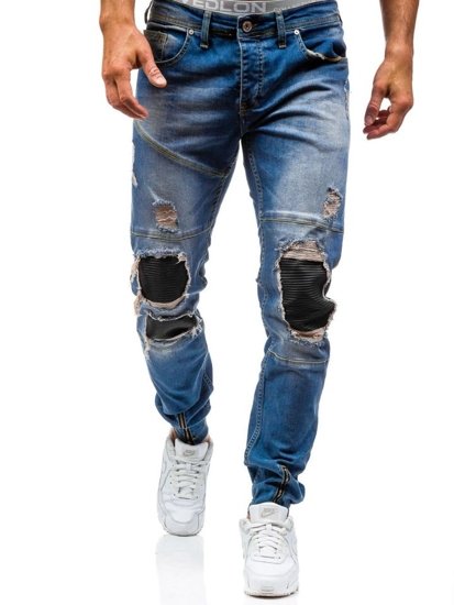 Pantaloni jogger jeans da uomo azzurri Bolf 456