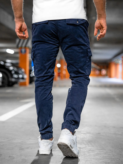 Pantaloni jogger tipo cargo da uomo blu Bolf R8702