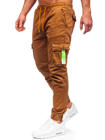 Pantaloni jogger tipo cargo da uomo marroni Bolf R8702