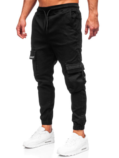 Pantaloni jogger tipo cargo da uomo neri Bolf 6685